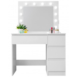 Aga Тоалетка с огледало, осветление и ел.чекмеджета Бял гланц