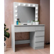 Aga Тоалетка с огледало, осветление и ел.чекмеджета Бял гланц