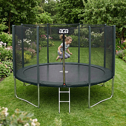 Aga SPORT PRO Батут 366 см Тъмнозелен + предпазна мрежа + стълба - II. КАЧЕСТВО