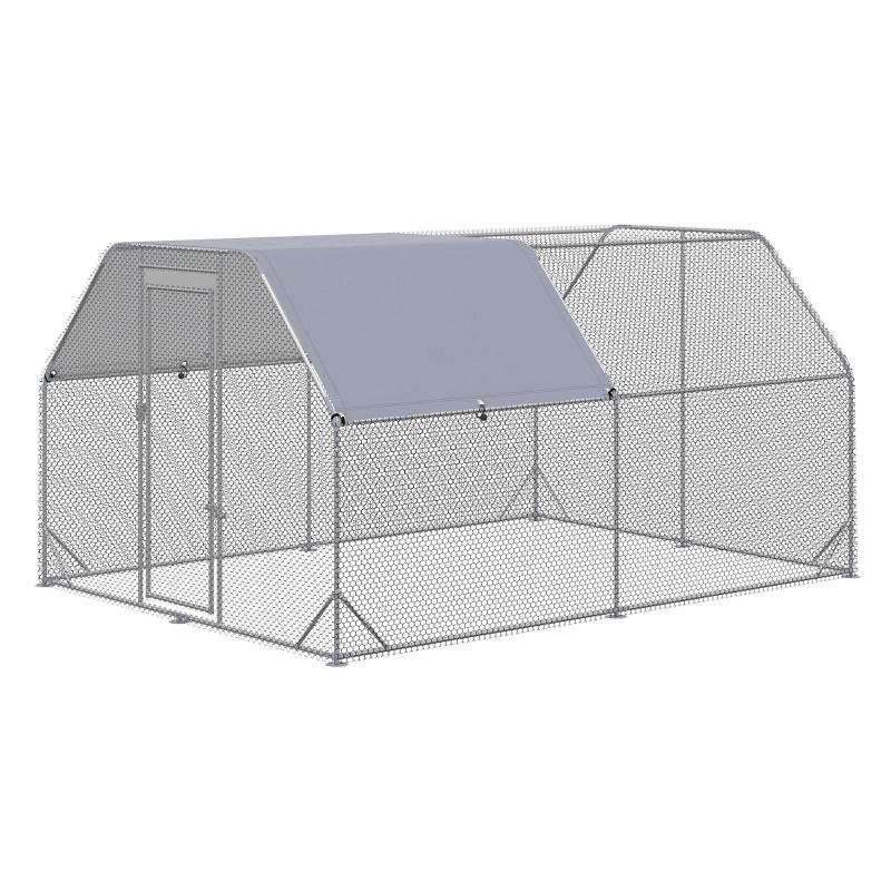 Ага Клетъчна ограда с покривало за кокошки 2,8x3,8x1,95 м