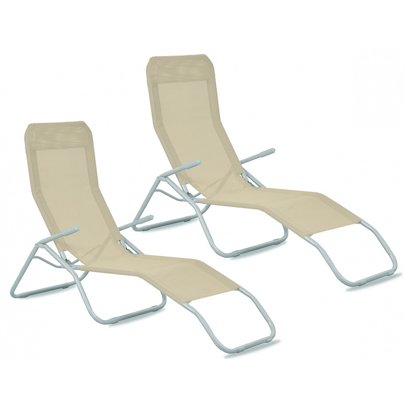 Aga 2x Градински шезлонг SIESTA Бежов