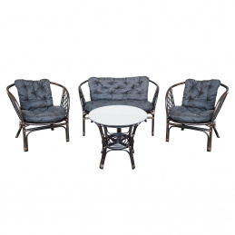 Комплект от ратан Aga Bahama Тъмнокафяв/Сив