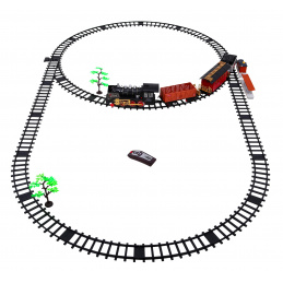 Влакче с дистанционно управление с писти за деца 3+ Функция за дим + звуци Светлини