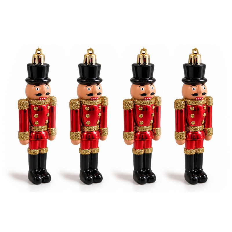 Aga Комплект коледни орнаменти 4 бр Nutcracker Червено