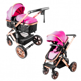 Aga Комбинирана количка 2в1 Черно/Розово