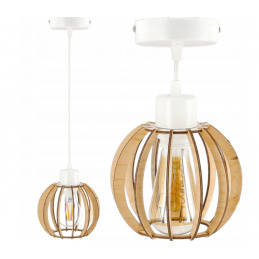 LED лампа за таван - 1xE27 - WHITE WOOD BALL