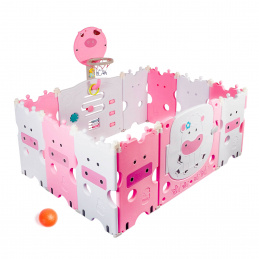 Aga4Kids Детска пластмасова ограда 118x150x64 см Розова