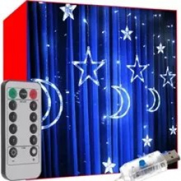 Светлинна завеса 138 LED USB студено бяла KS19756