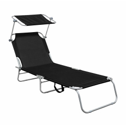 Linder Exclusiv Градински шезлонг с балдахин Черен