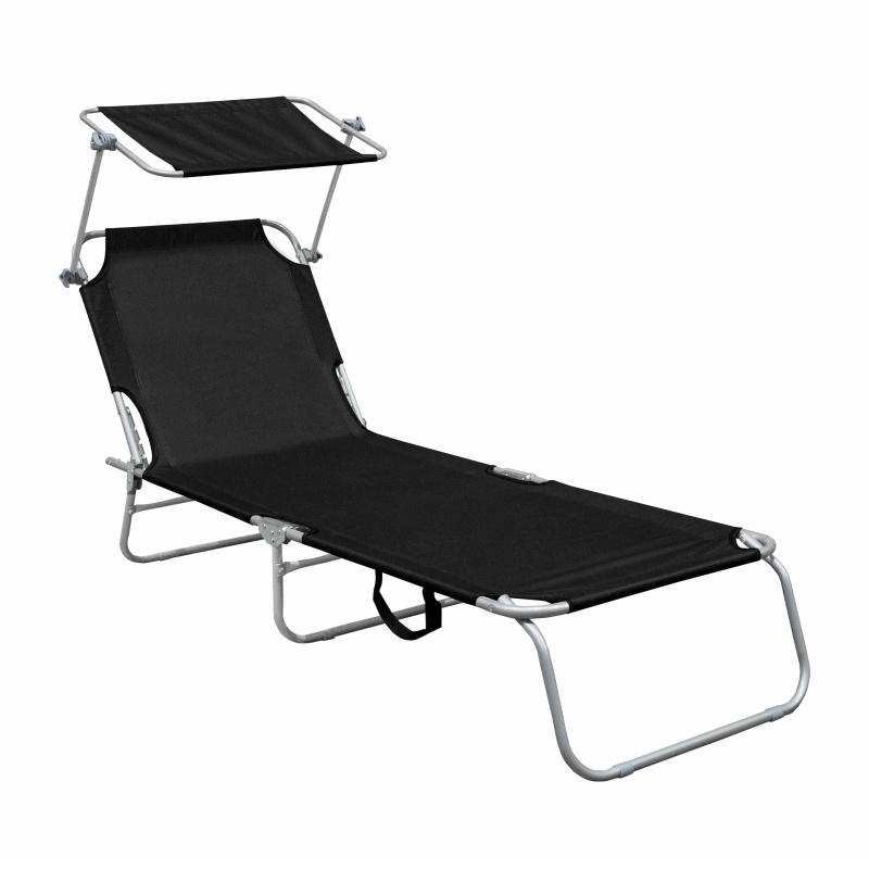 Linder Exclusiv Градински шезлонг с балдахин Черен