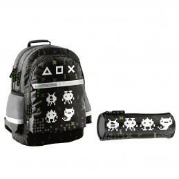 Училищен комплект Paso тройна камерна раница + калъф Игра