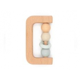 Дрънкалка за ръка дърво + силикон син 4м+ BAMBOOM универсален