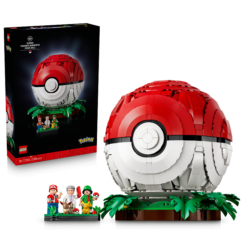 LEGO® Pokémon™ Емблематични моменти на треньора с покемон топка, украса 72154