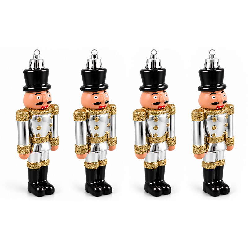 Aga Комплект коледни орнаменти 4 бр Nutcracker Silver