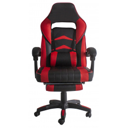 Офис стол Aga Черен - Червен с подложка за крака