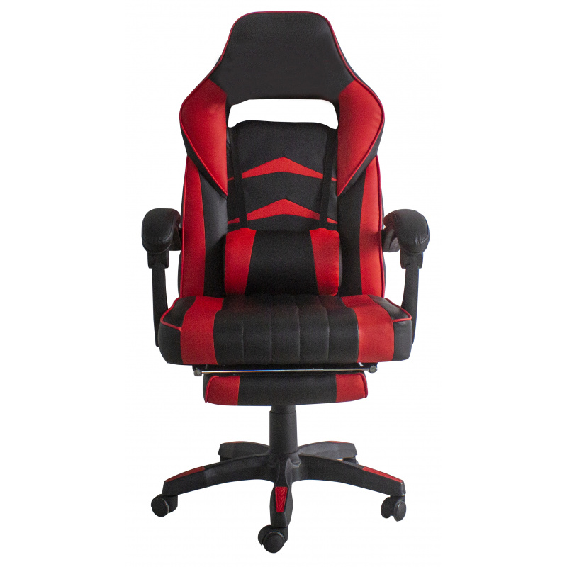 Офис стол Aga Черен - Червен с подложка за крака