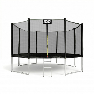 Aga SPORT PRO Батут 366 см Черен + защитна мрежа + стълба