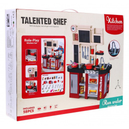 Интерактивна винена кухня за деца 3+ горелки със звук и светлина + кранче + аксесоари 58 ел.