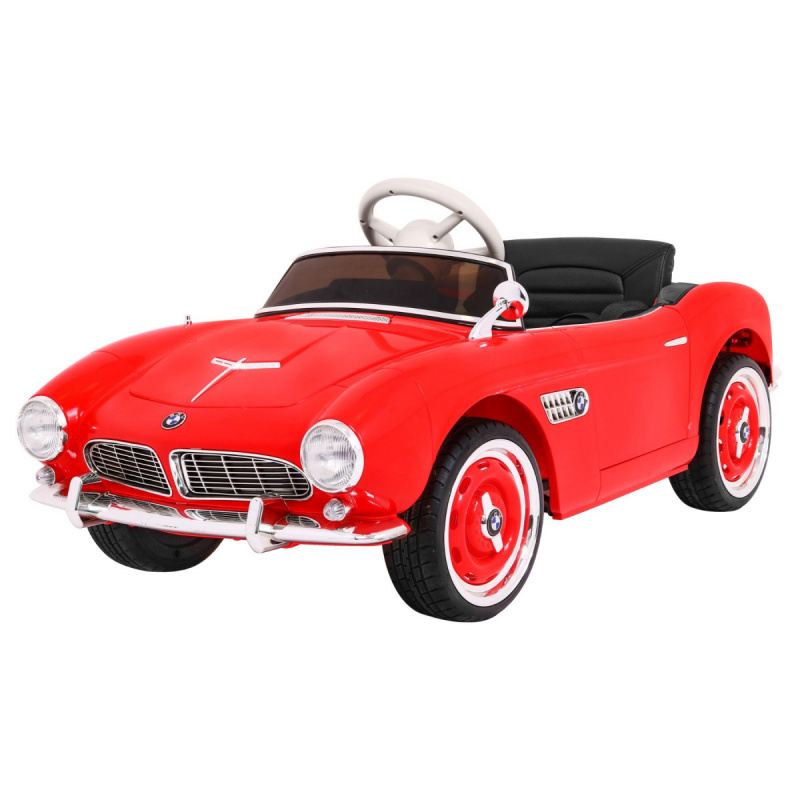 BMW 507 Ретро детски електрически автомобил червен + LED аудио + дистанционно управление + еко кожа + EVA + бавен старт
