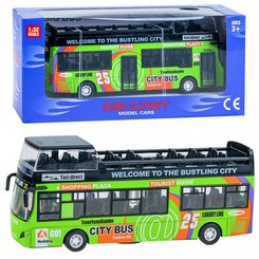 Метален двуетажен автобус ZA2094 - зелен