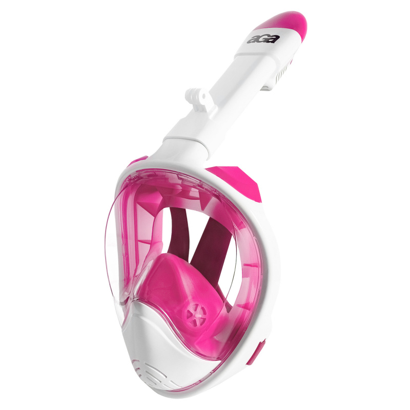 Aga Маска за гмуркане с цяло лице L/XL Бяло/розово