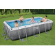 Power Steel 404x201x100 Имитация на ратан 13x6FT BESTWAY 6in1 Rack Басейн + помпа + стълба