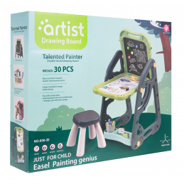 Многофункционална детска дъска 3+ Магнитна дъска + тебешир + стол + прибори за писане