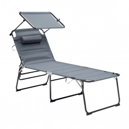 Aga Градински шезлонг XXL с навес Сив 2DAZ672 - II. КАЧЕСТВО