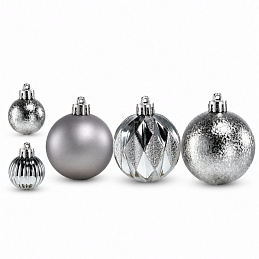 Aga Коледни топки MIX 3/6cm 44бр Сиви