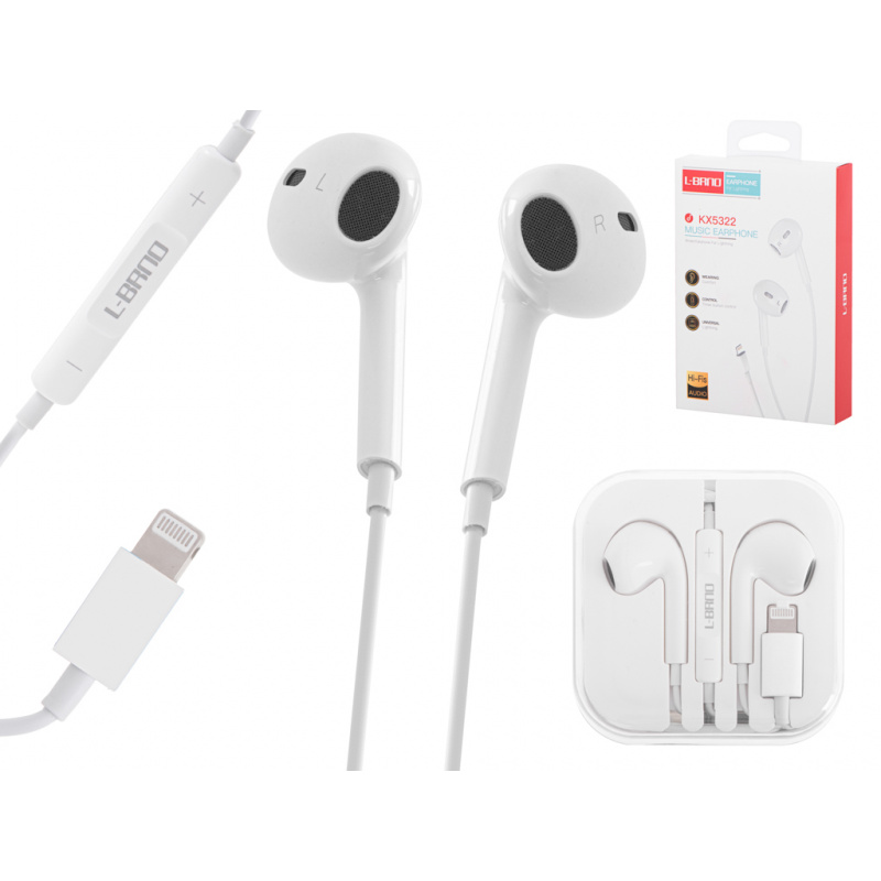 Кабелни слушалки Lightning White