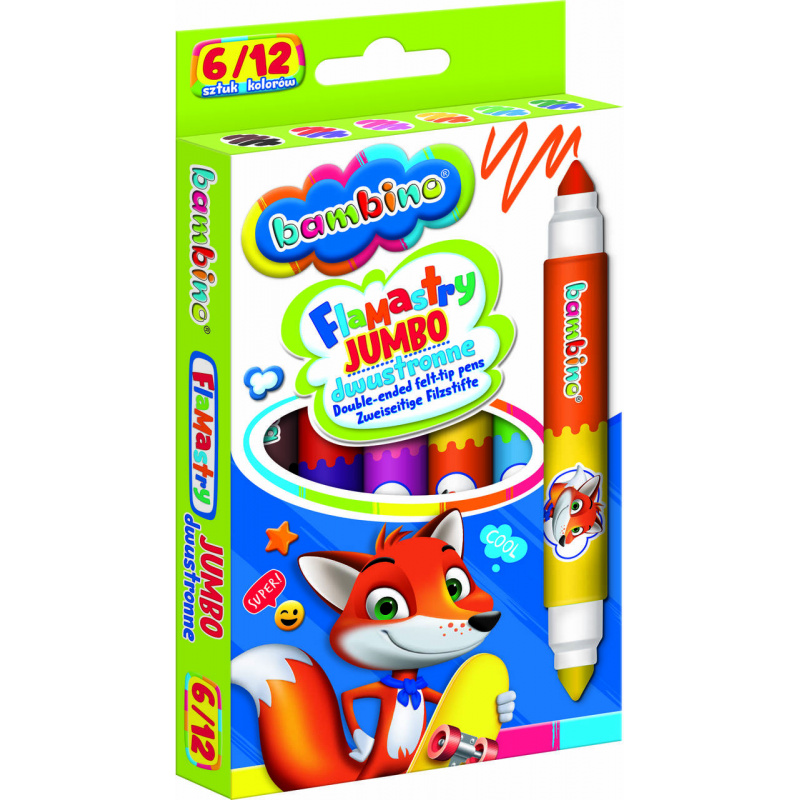 Двустранни маркери Bambino Jumbo 6 бр./12 цвята