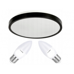 LED таванно осветление 2xE27 IP20 LARI-R BLACK + 2x E27 10W топла бяла свещ