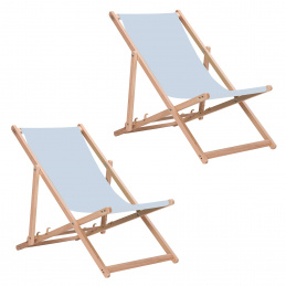 Aga 2x Дървен сгъваем шезлонг Светло сив