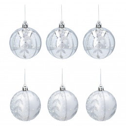 Коледни колби Aga 7cm 6pcs Silver - Листовки