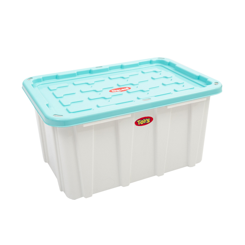 Кутия за съхранение Doloni с капак 75x51x37 Бял/Тюркоазен