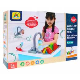 Мивка за миене на съдове за деца 3+ Кран + Сушилня + Съдове Прибори за хранене