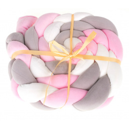 Aga Защитна броня за детско легло розова сива бяла 8x200cm