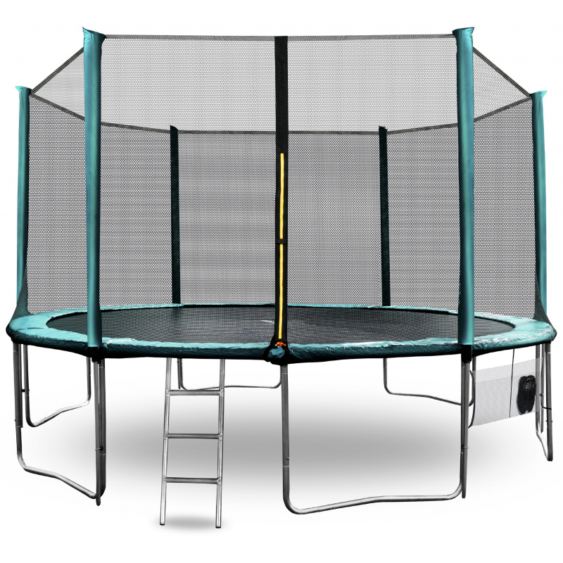 Aga SPORT PRO Батут 430 см Тъмнозелен + защитна мрежа + стълба + джоб за обувки