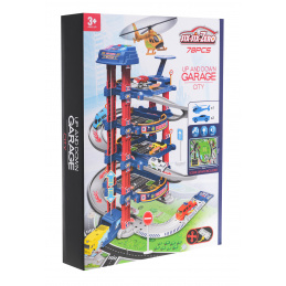 Голям интерактивен гараж за деца 3+ Електрически асансьор + постелка + 2 метални автомобила + аксесоари