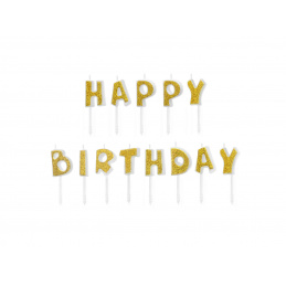 Свещи за торта Честит рожден ден злато