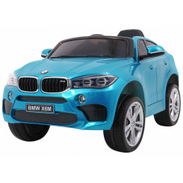 BMW X6M Електрическа детска кола Blue + дистанционно управление + EVA + бавен старт + аудио + LED