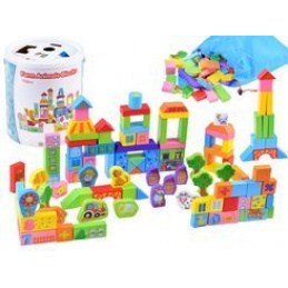 Цветни дървени кубчета Ферма 100бр ZA3565