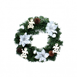 Ага Коледен венец 40 см Сребърен