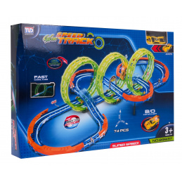 Екстремна състезателна писта за деца 3+ Части за изграждане 74 el. + Автоматично със светодиод + 360 цикъла