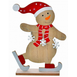 Дървен снежен човек за поставяне на Коледа