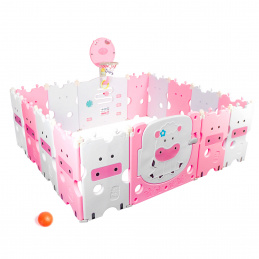 Aga4Kids Детска пластмасова ограда 186x156x64 см Розова