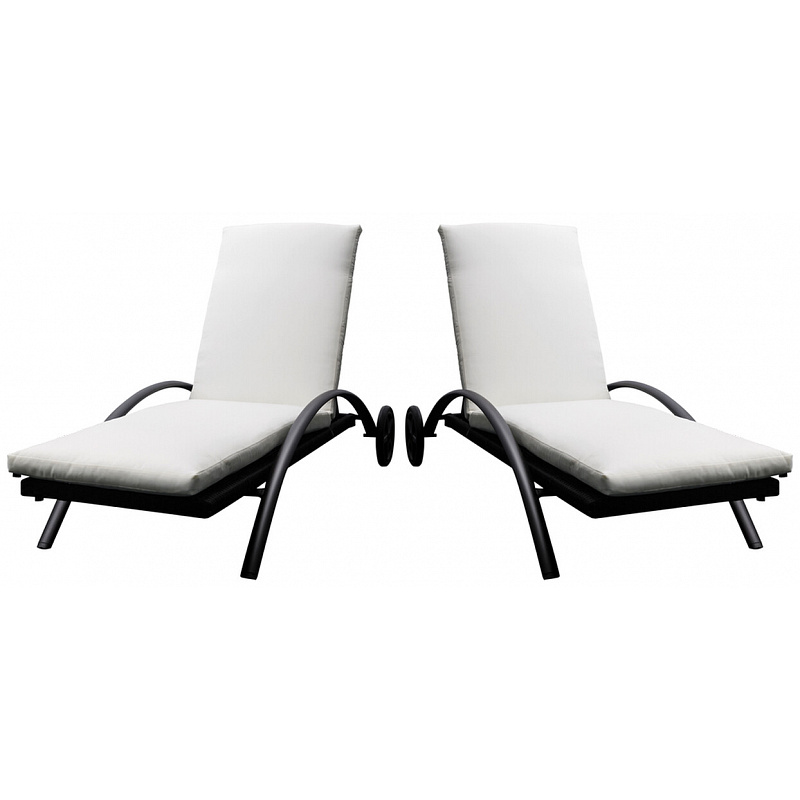 Aga 2x Градински регулируем шезлонг LOUNGE полиротан Черен - II. КАЧЕСТВО