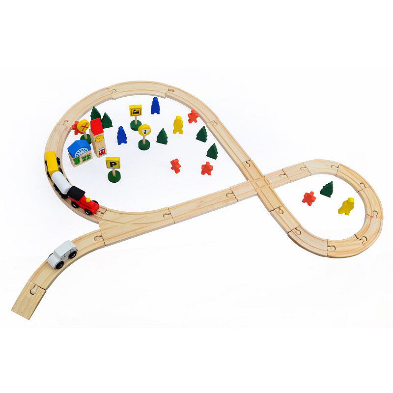 Дървени играчки Дървено влакче 48 части 6DZ074 - II.КАЧЕСТВО