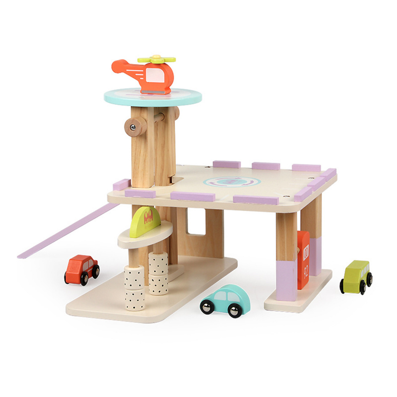 Aga4Kids Дървен гараж с бензиностанция