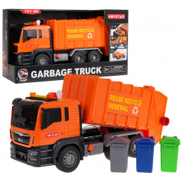 Оранжев камион за боклук с функция за звук + аксесоари